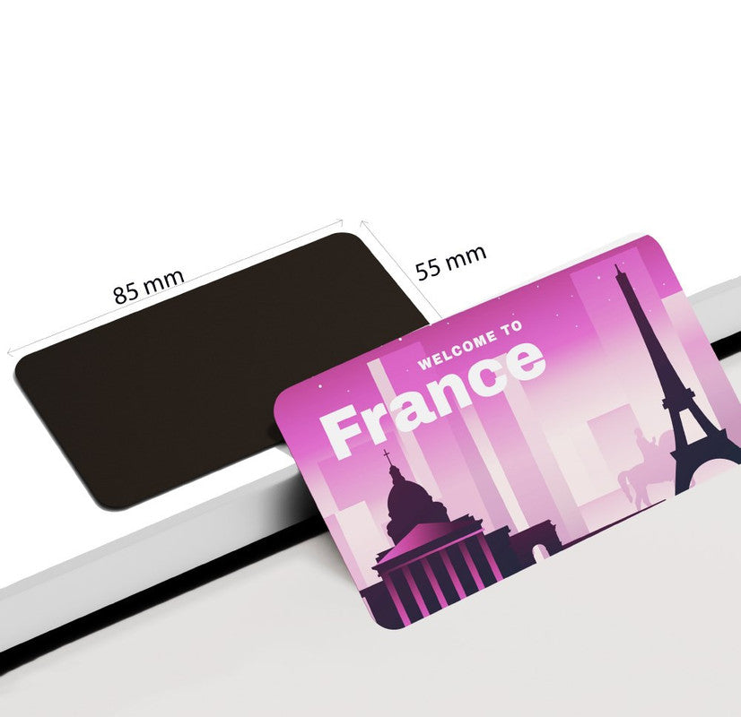 dhcrafts Rectangular Rubber Fridge Magnet / Magnetic Card Purple France D3 Design Pack of 1 (8.6cm x 5.4cm)